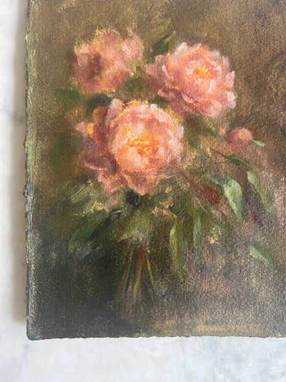 Plum Peony- original oil on paper by Alicia Cook