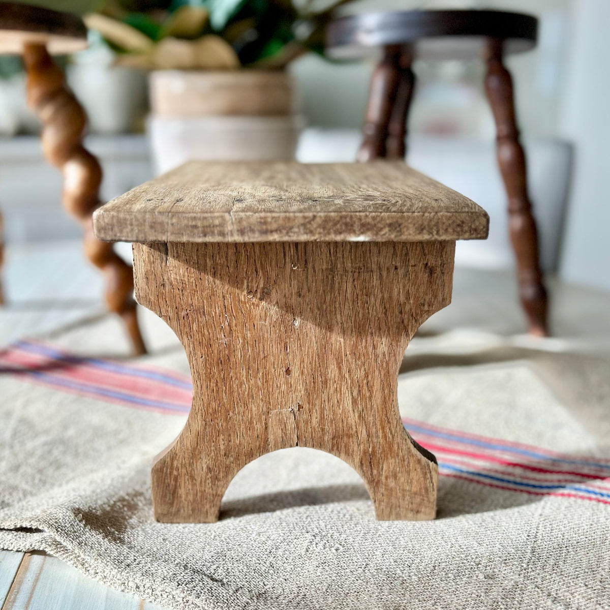 Vintage Primitive French Wooden Milking Stool