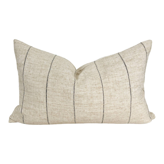 Darby | Neutral black stripe woven pillow cover
