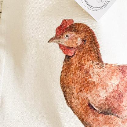 Brown hen cotton market bag