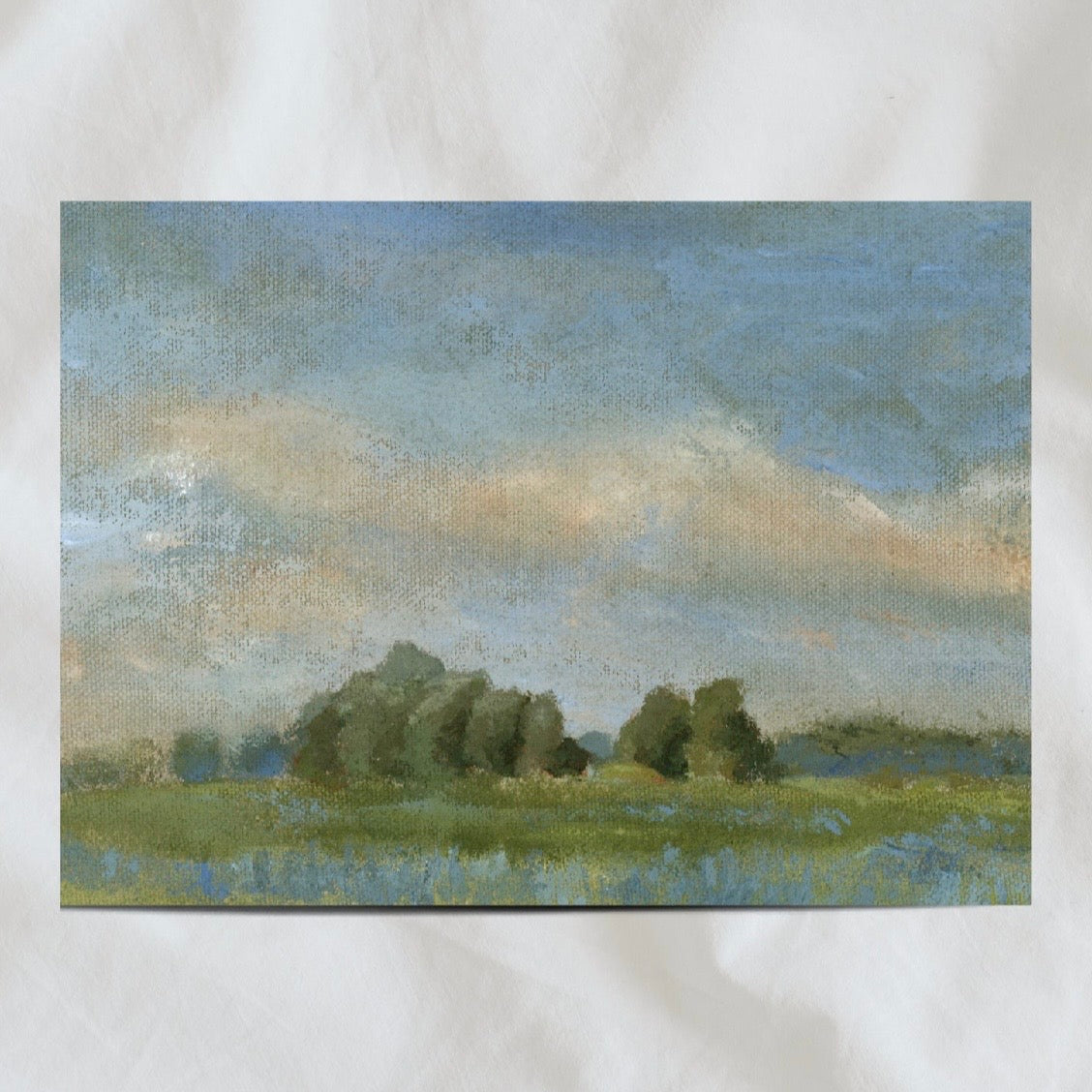 Meadow with bushy trees (antique French frame) 11x14”