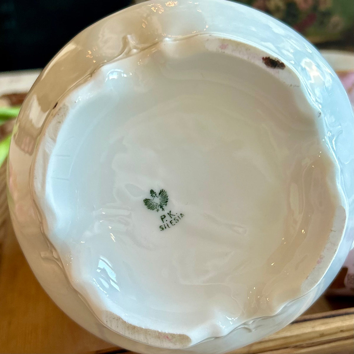 Antique P.K. Silesia Prussian Porcelain Chocolate Service with Hand-Painted Roses Circa 1890-1910