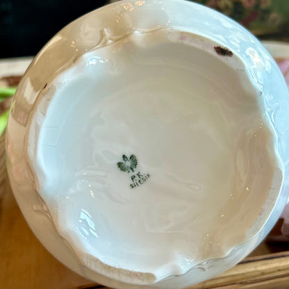 Antique P.K. Silesia Prussian Porcelain Chocolate Service with Hand-Painted Roses Circa 1890-1910