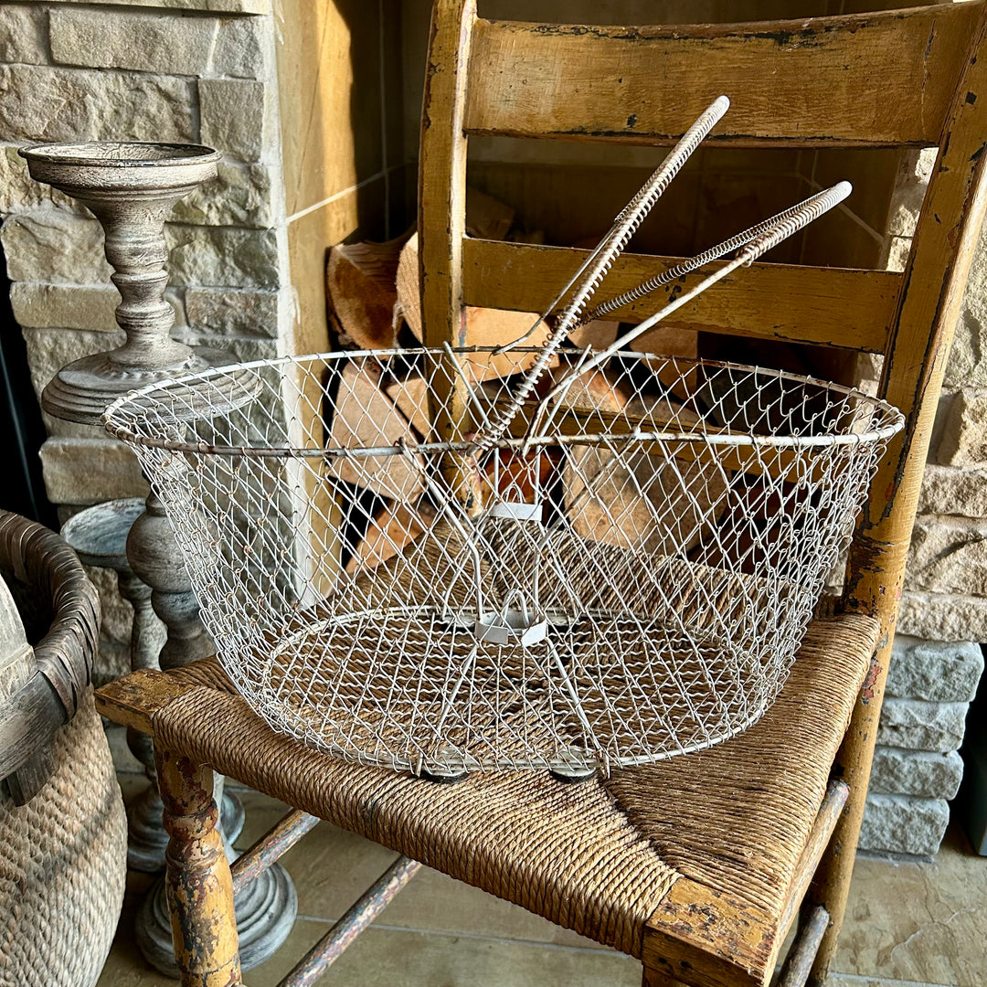 Antique collapsible wire egg basket