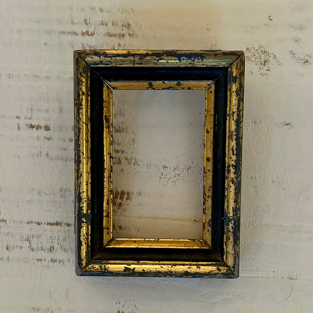 Antique Petite Distressed Gilt & Ebony Frame