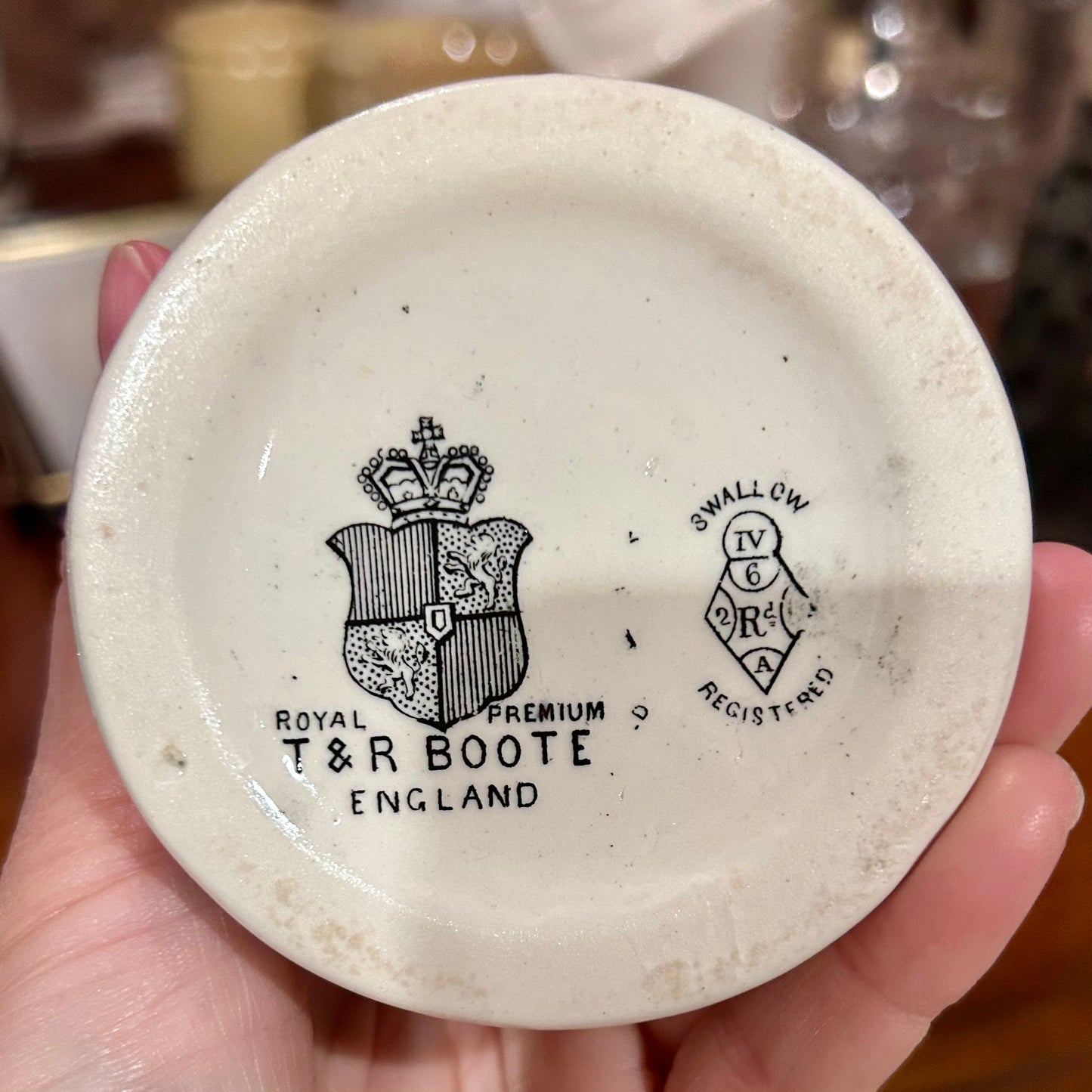 Antique T. & R. Boote Black Transferware Toothbrush Holder – England, c. 1880s