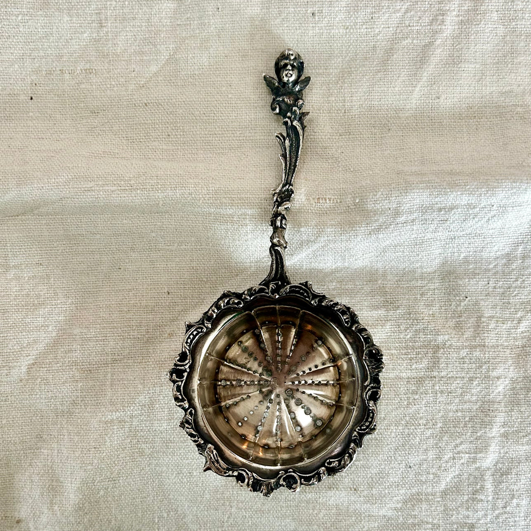 antique silver tea strainer