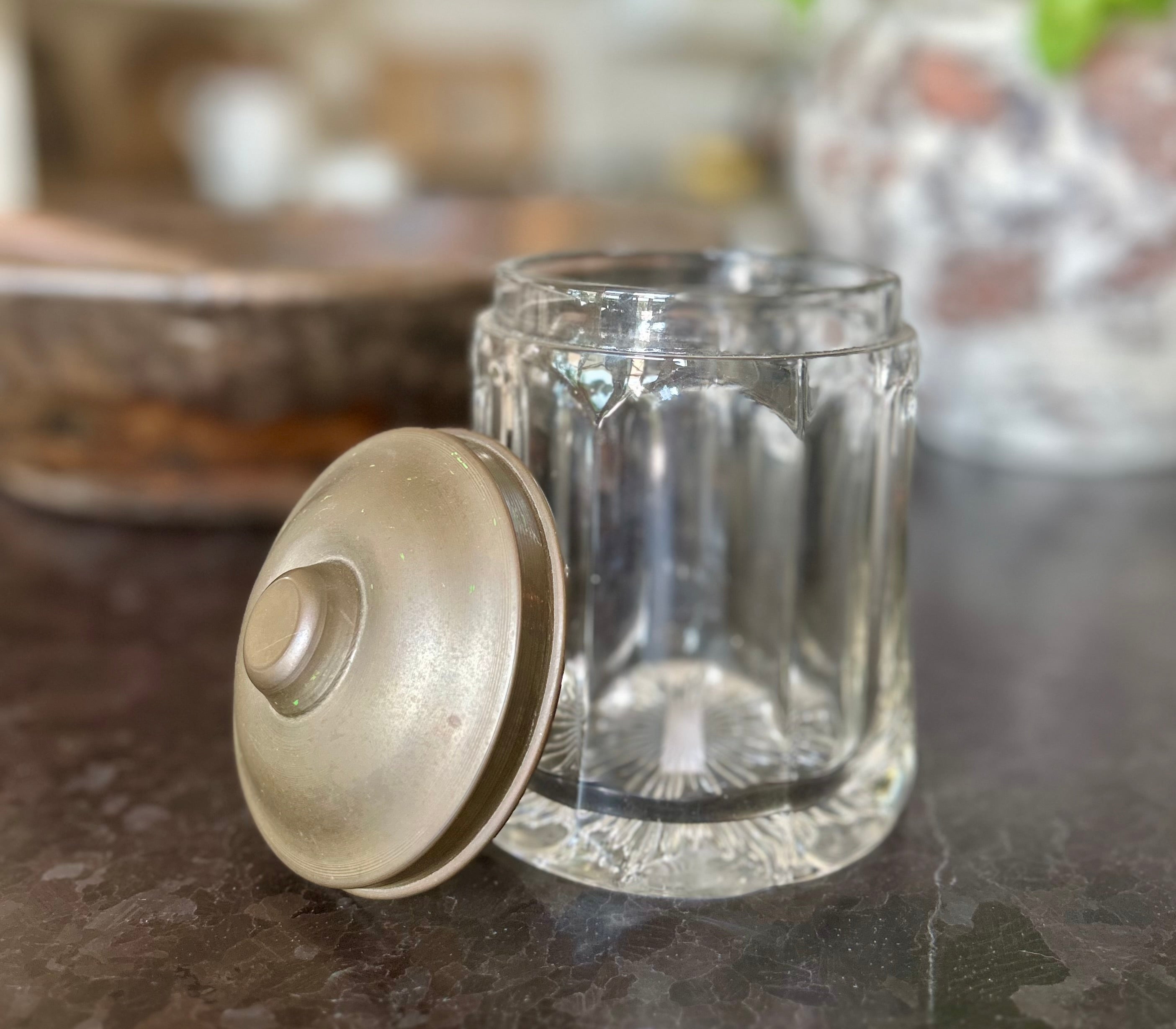 Vintage glass tobacco jar