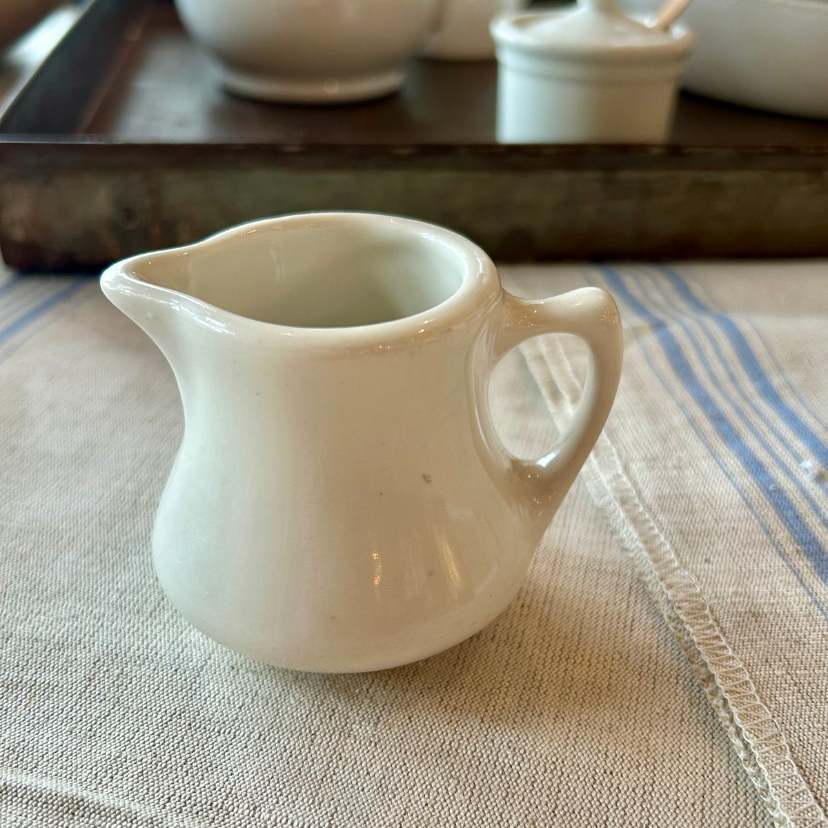 Petite Ironstone Cream & Sugar Pair – Early 1900s English & American Hotelware