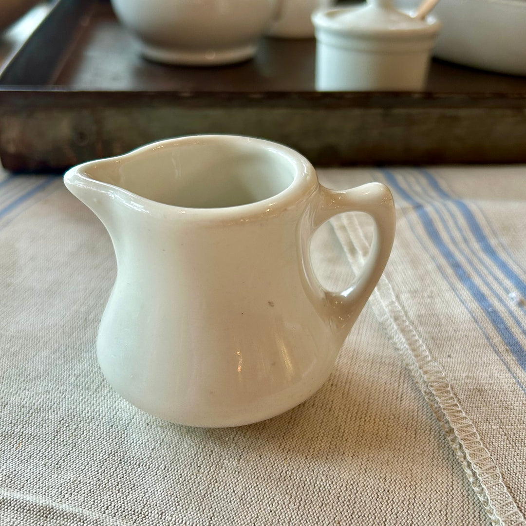Petite Ironstone Cream & Sugar Pair – Early 1900s English & American Hotelware