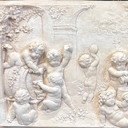 Vintage European Plaster Putti Wall Relief