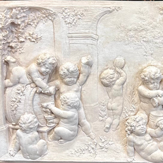 Vintage European Plaster Putti Wall Relief