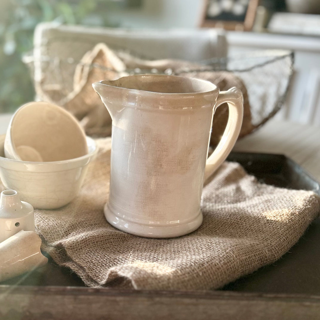 Cream Ironstone Jug with Patina