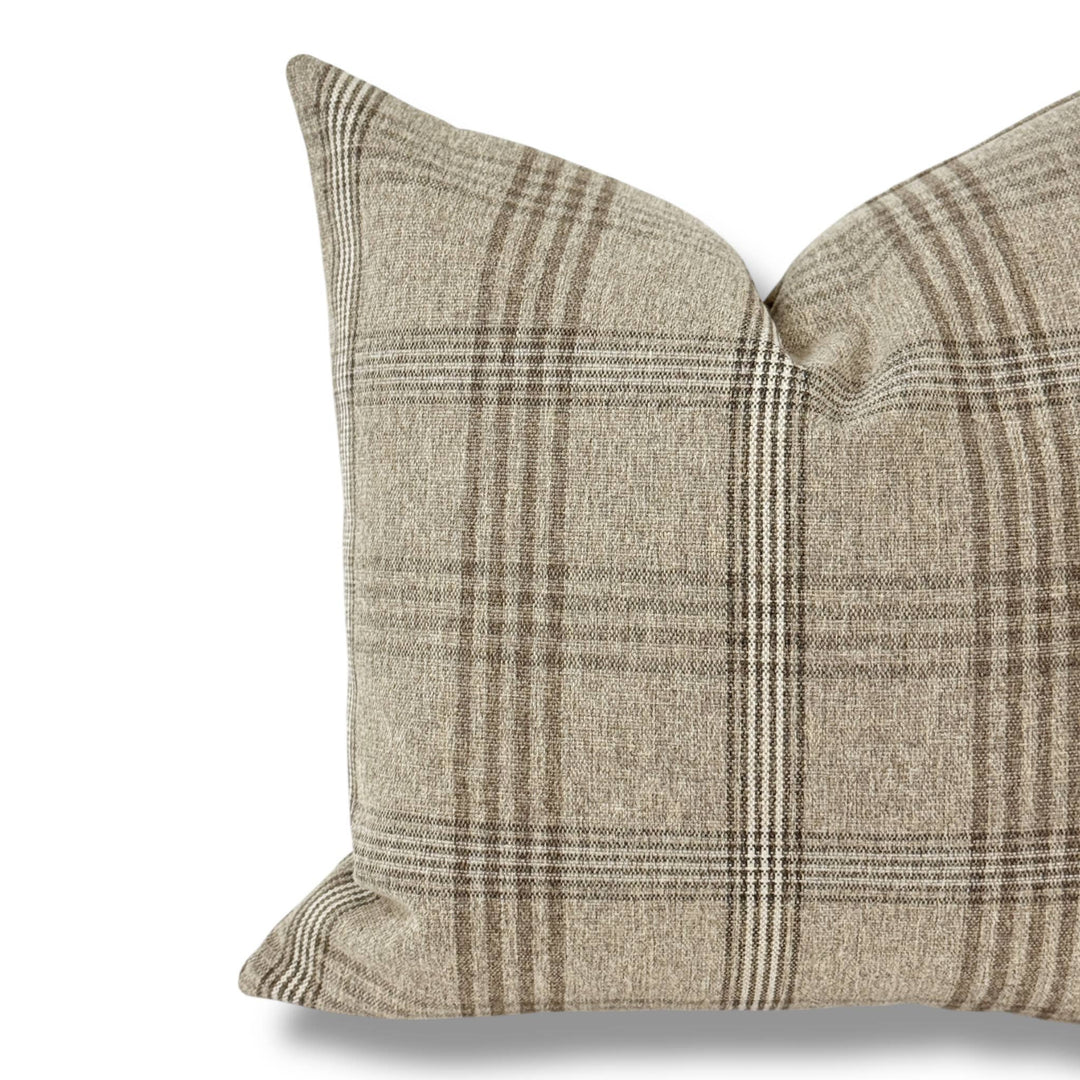 Worthington | Brown and beige neutral plaid pillow cover