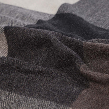 Wool Herringbone Blanket- Taupe Block Check