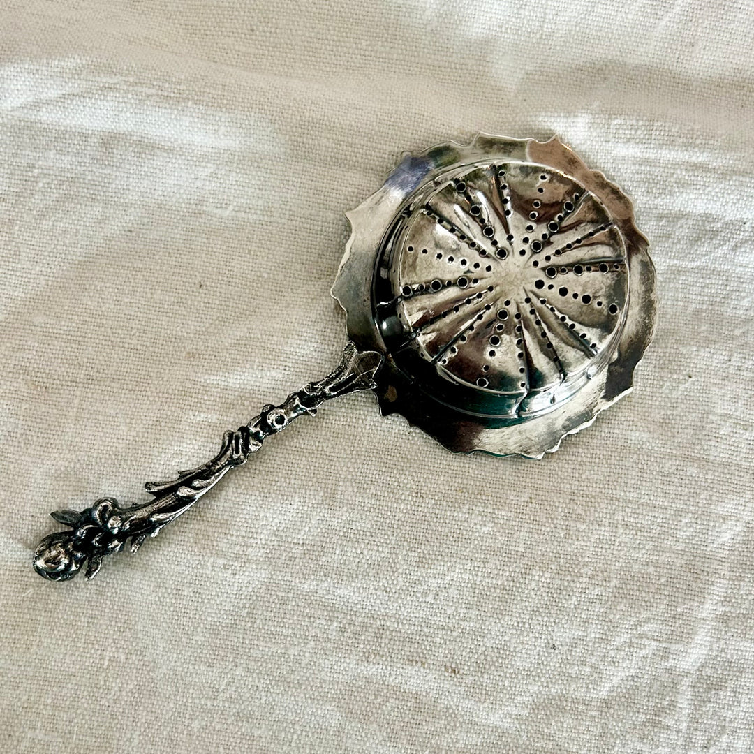 antique silver tea strainer