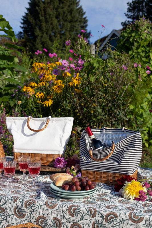 WILLOW AND FABRIC COOLER BAG WILLOW HANDLE