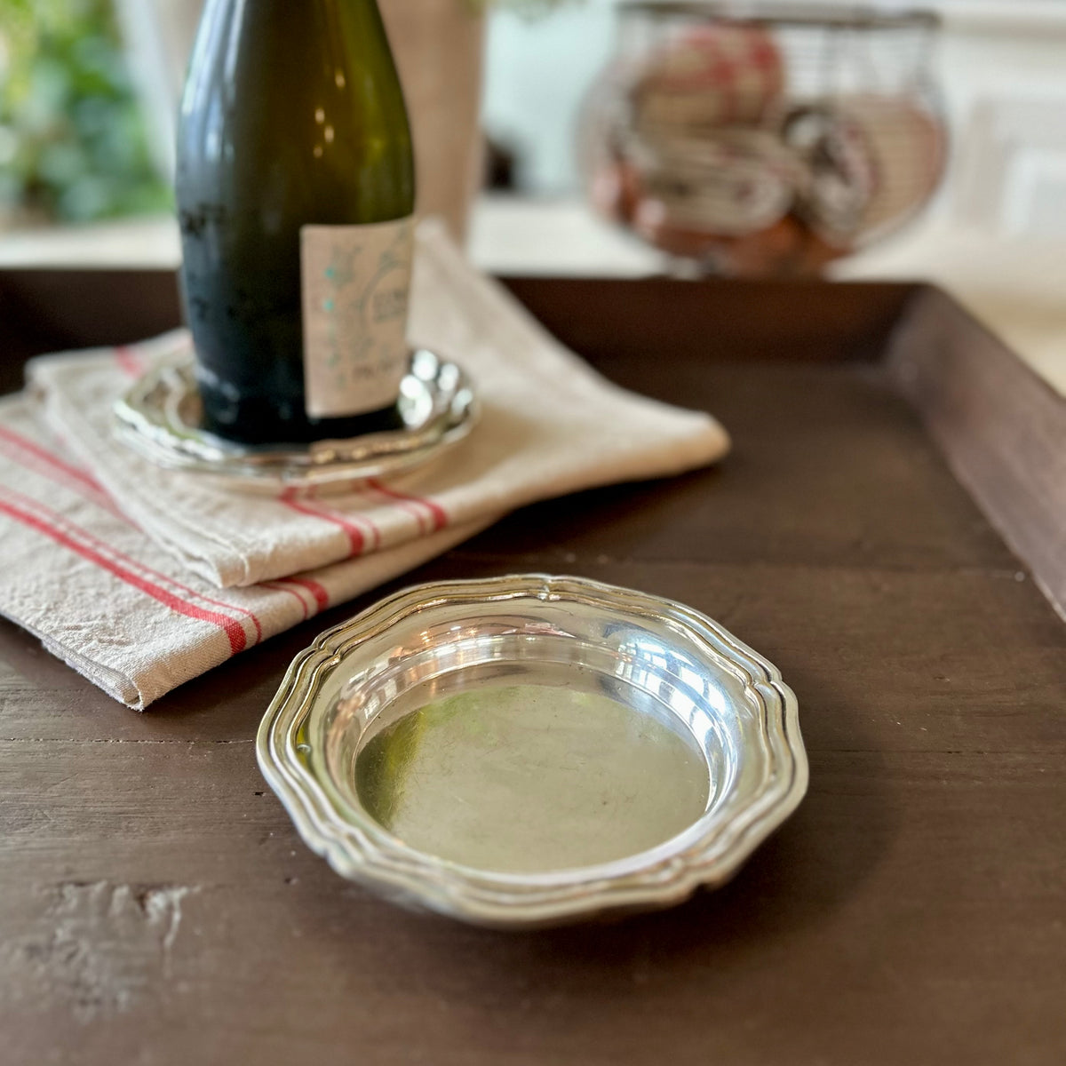 Vintage French Silver-Plated Wine Bottle Coaster