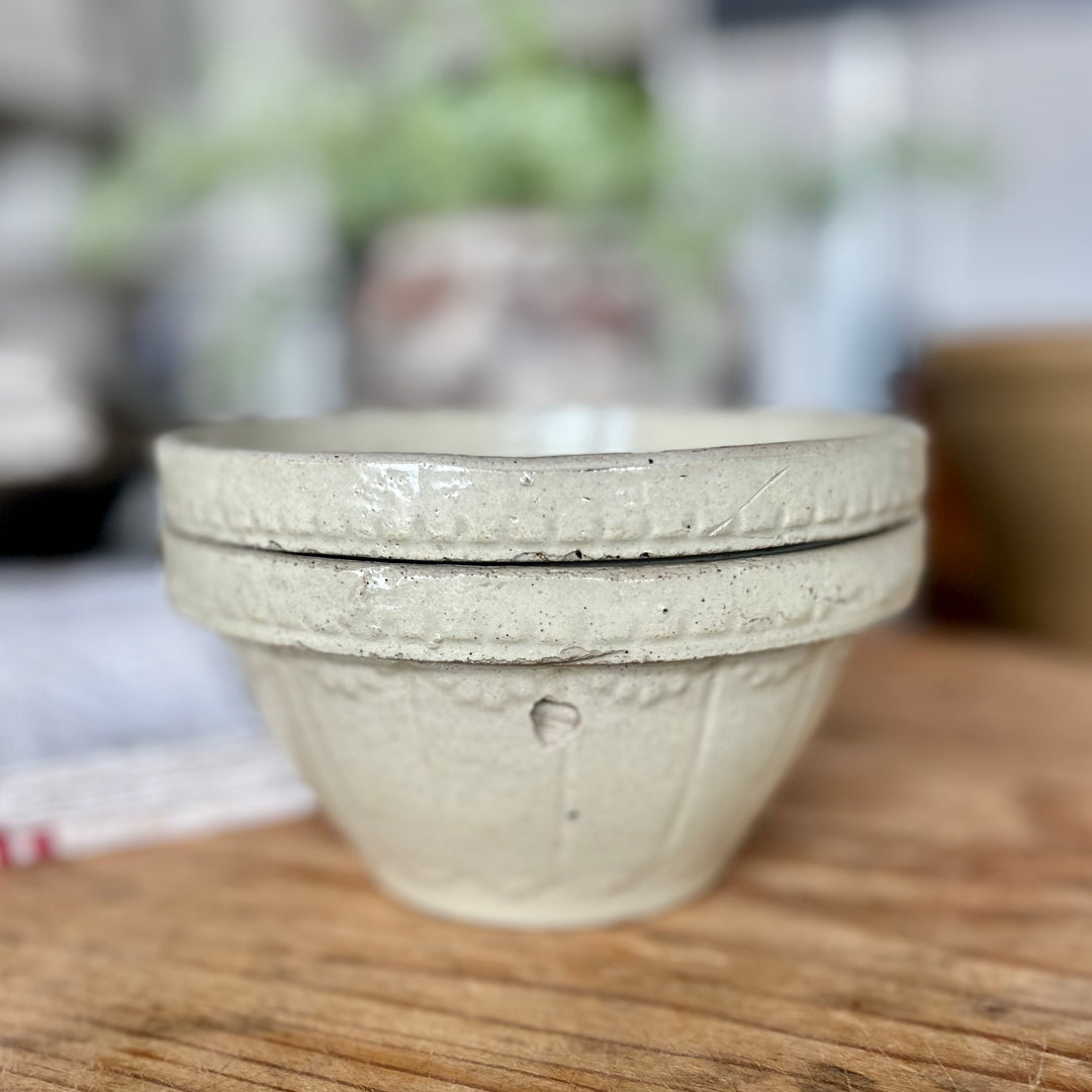 Antique English Stoneware Dairy Bowls (Pair Available)