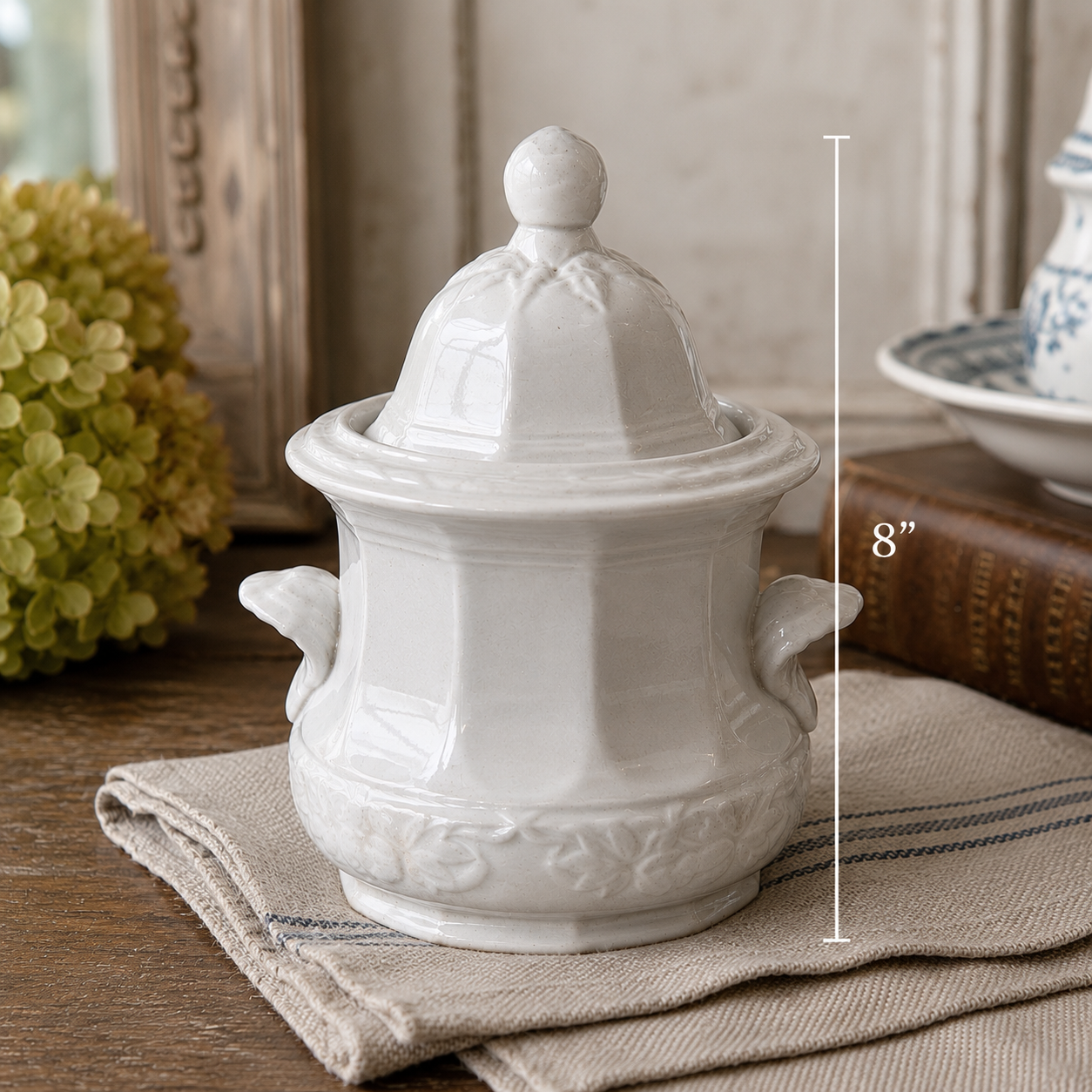 Antique J. Wedgwood Ironstone Covered Sugar Bowl
England, Circa 1880–1900