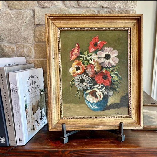 French Vintage Floral - oil on board