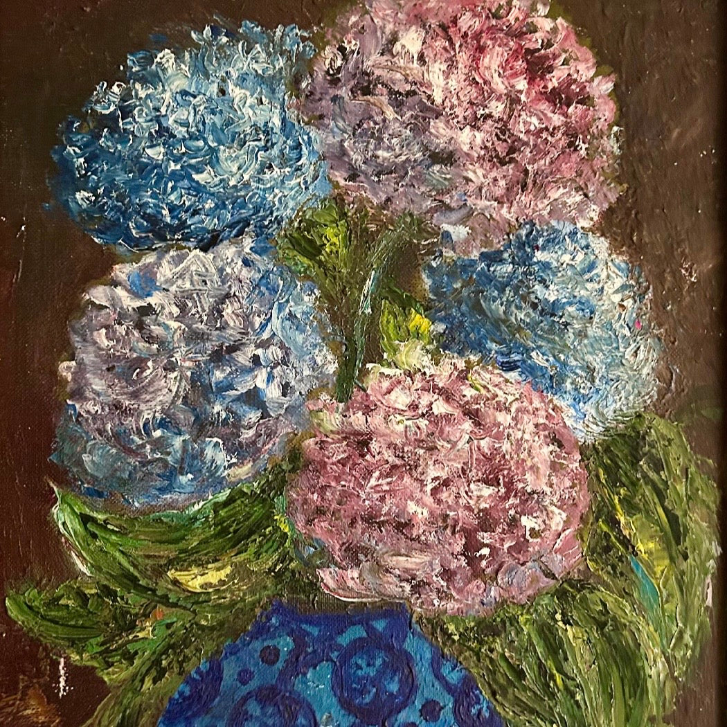 French antique Hydrangeas oil on canvas