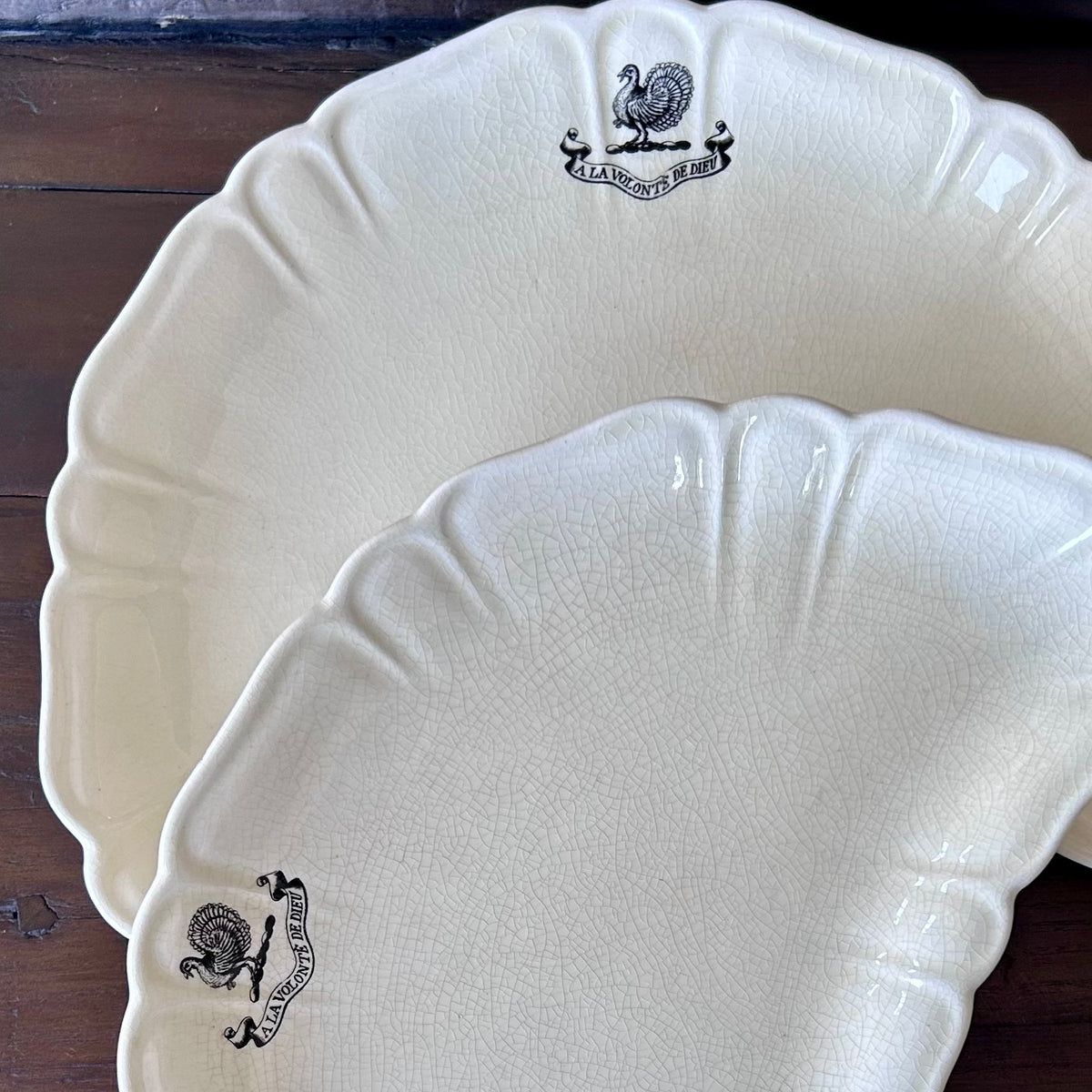 Antique English Parisian Ivory serving Dishes – Set of Two