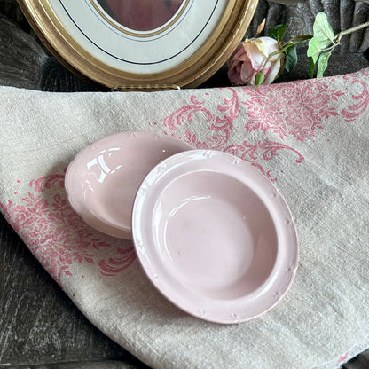 Pair of Vintage Pink Ironstone Bowls (Mismatched, Made in England)