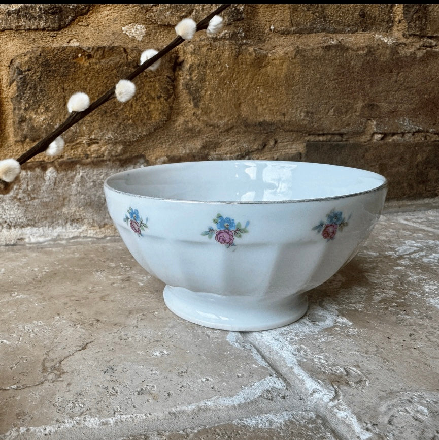 French Café au Lait Bowl with Floral Motif
France, c. 1920s–1940s