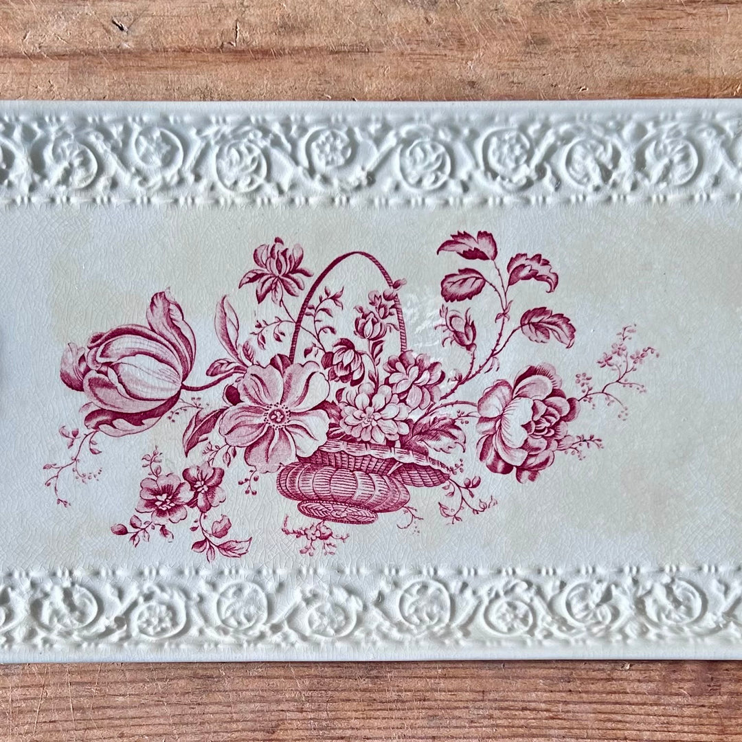Early 20th-Century Crown Devon Floral Transferware Tray