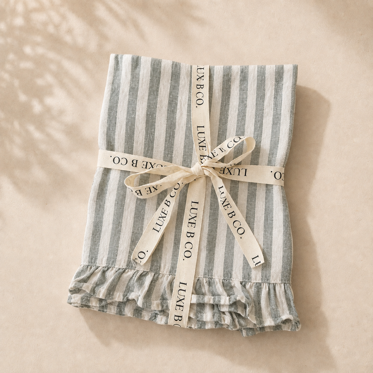 Soft Green Linen Ruffle Dish Towel