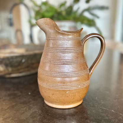 Vintage French Stoneware Pitcher — Puisaye, Burgundy