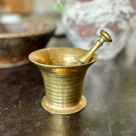 Antique Brass Mortar and Pestle