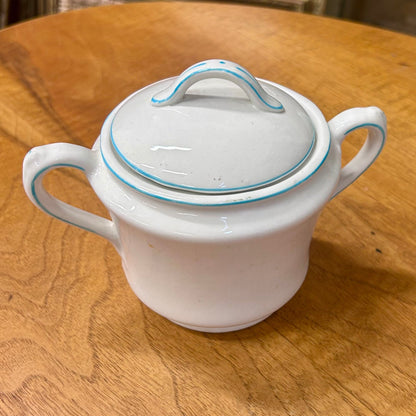 Antique English Globe Pottery Covered Sugar Bowl | c. 1910–1930