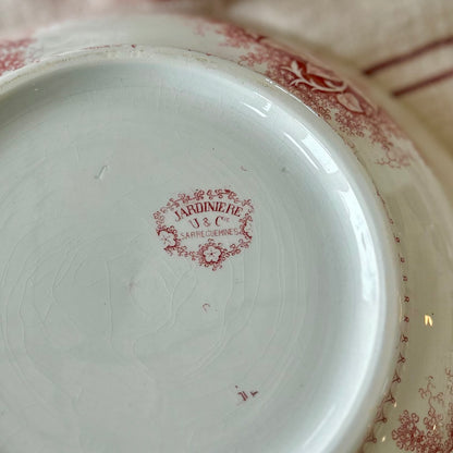Antique Sarreguemines Rose Transferware Washstand Set