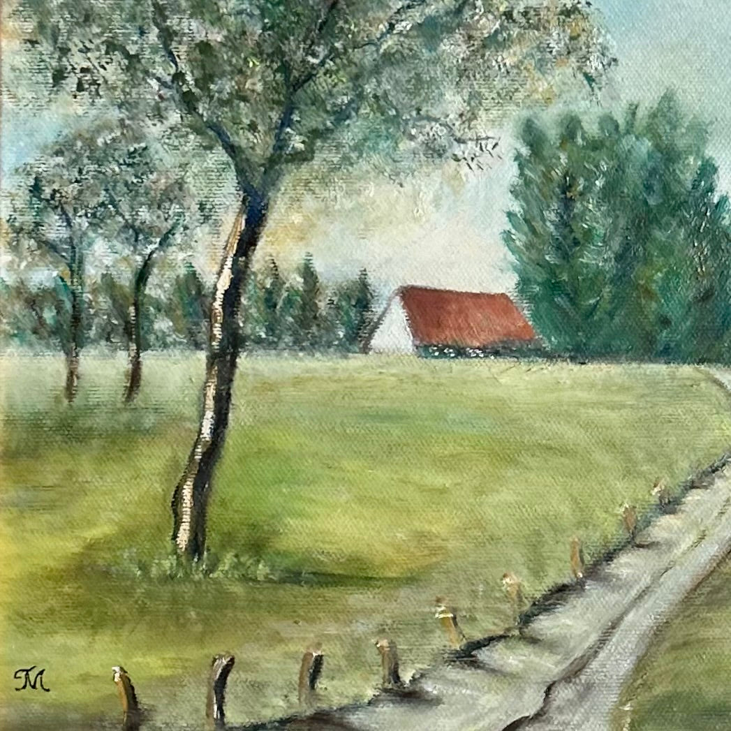 Quiet Path to the Village - oil on canvas