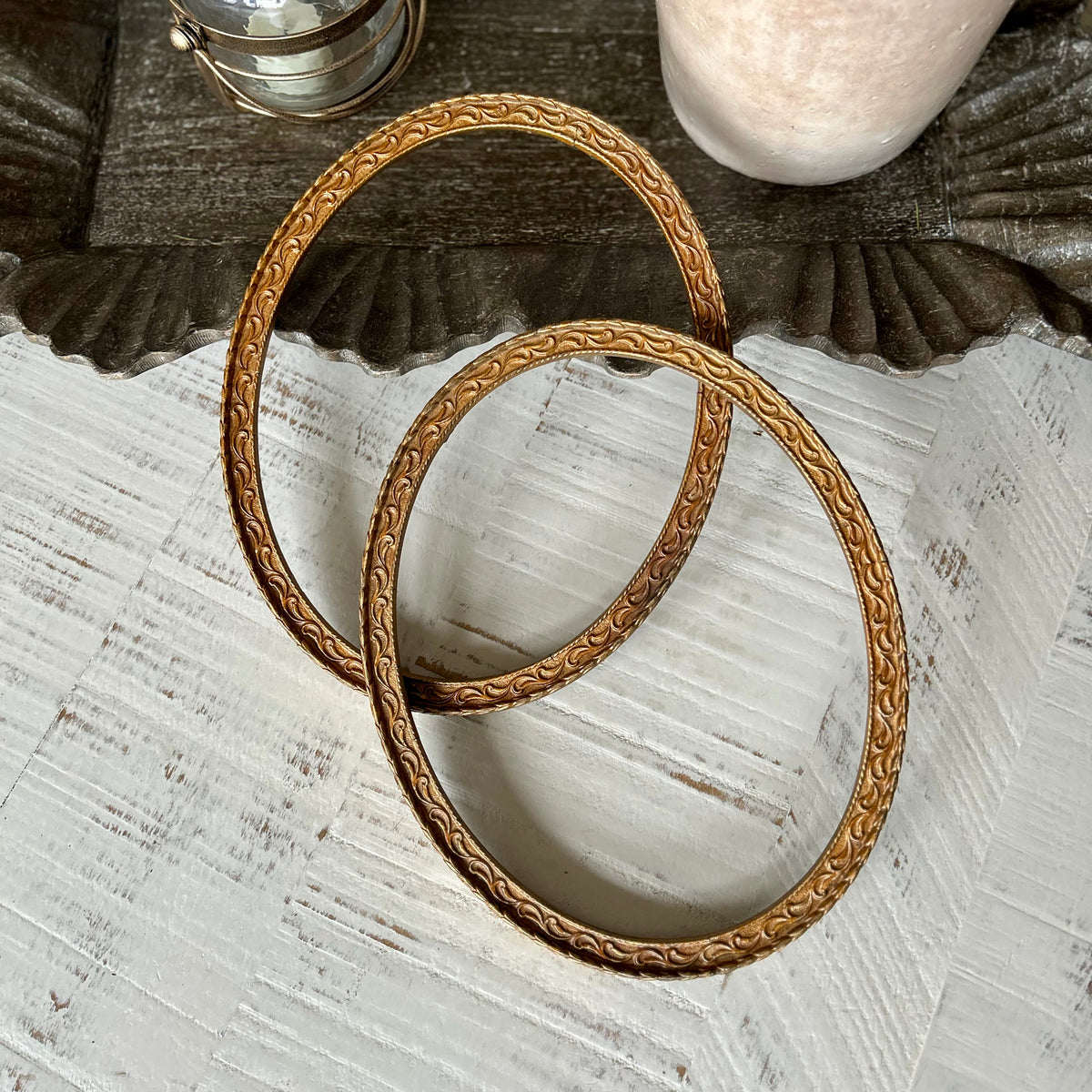 Pair of Antique French Oval Gilt Frames
