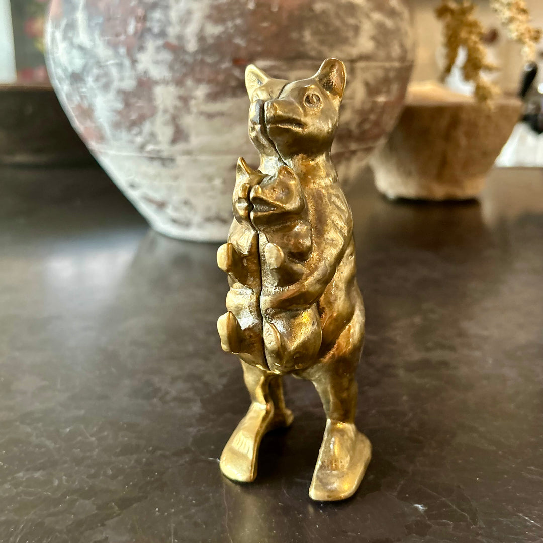 Brass bear & cub coin bank