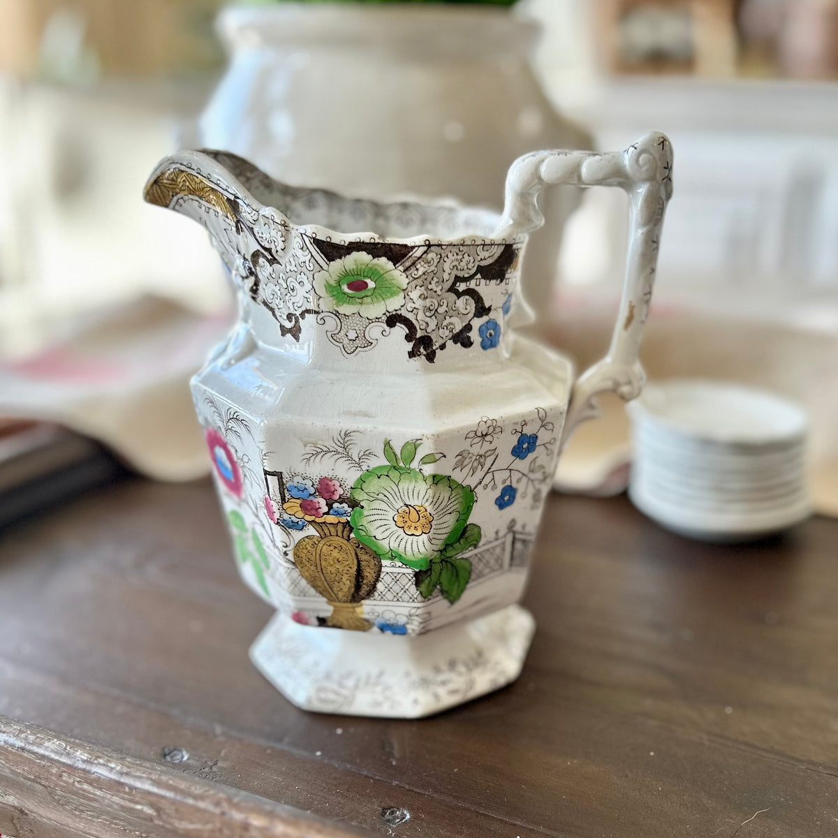 Antique Victorian Transferware Jug / Pitcher c.1850s–1870s