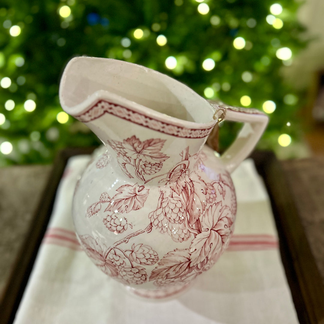 Vintage red transferware pitcher