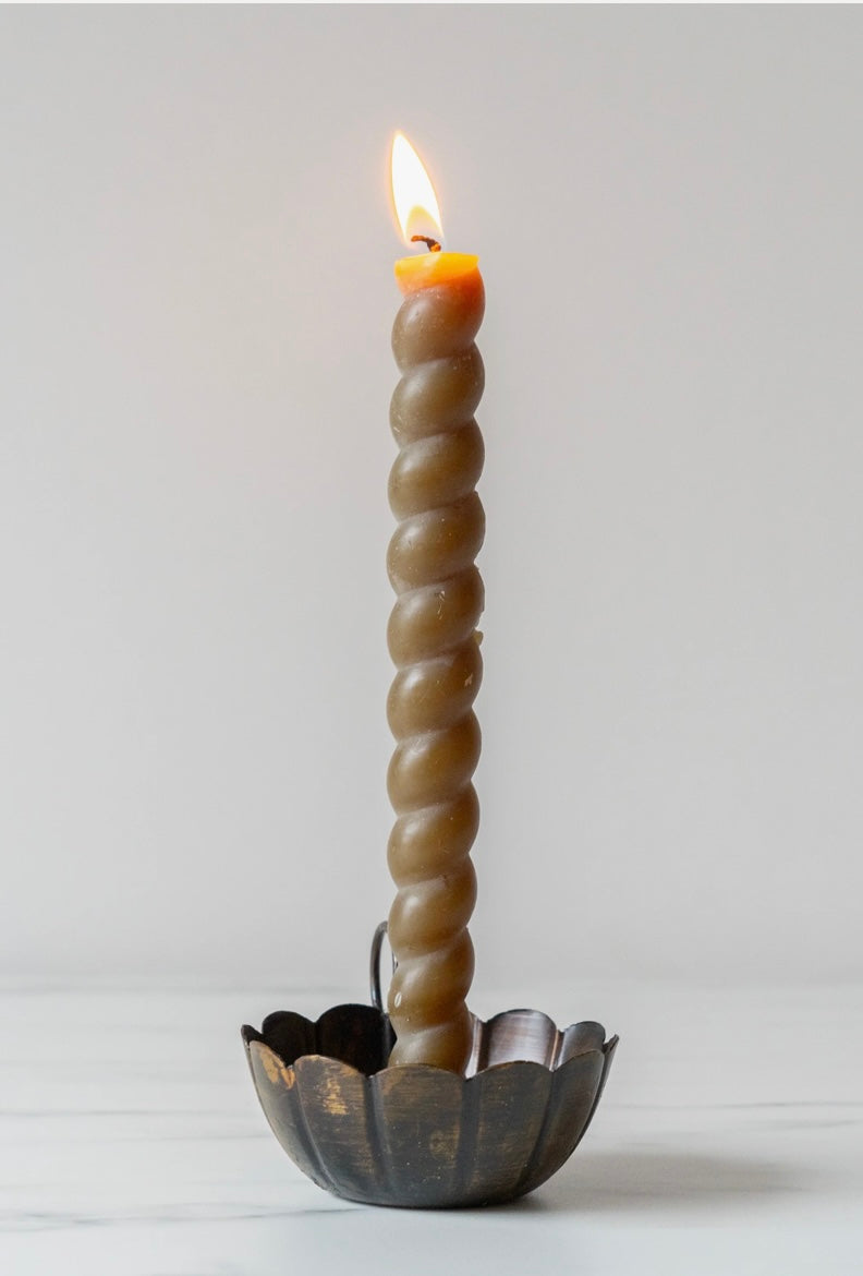 Antiqued Scallop Taper Candle Holder