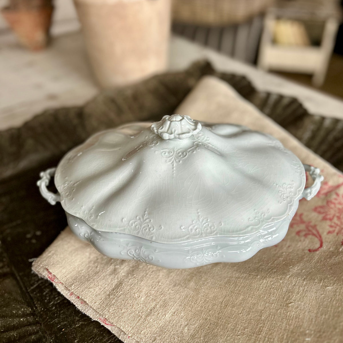 Antique Ironstone Covered Serving Dish – J & G Meakin, Hanley, England