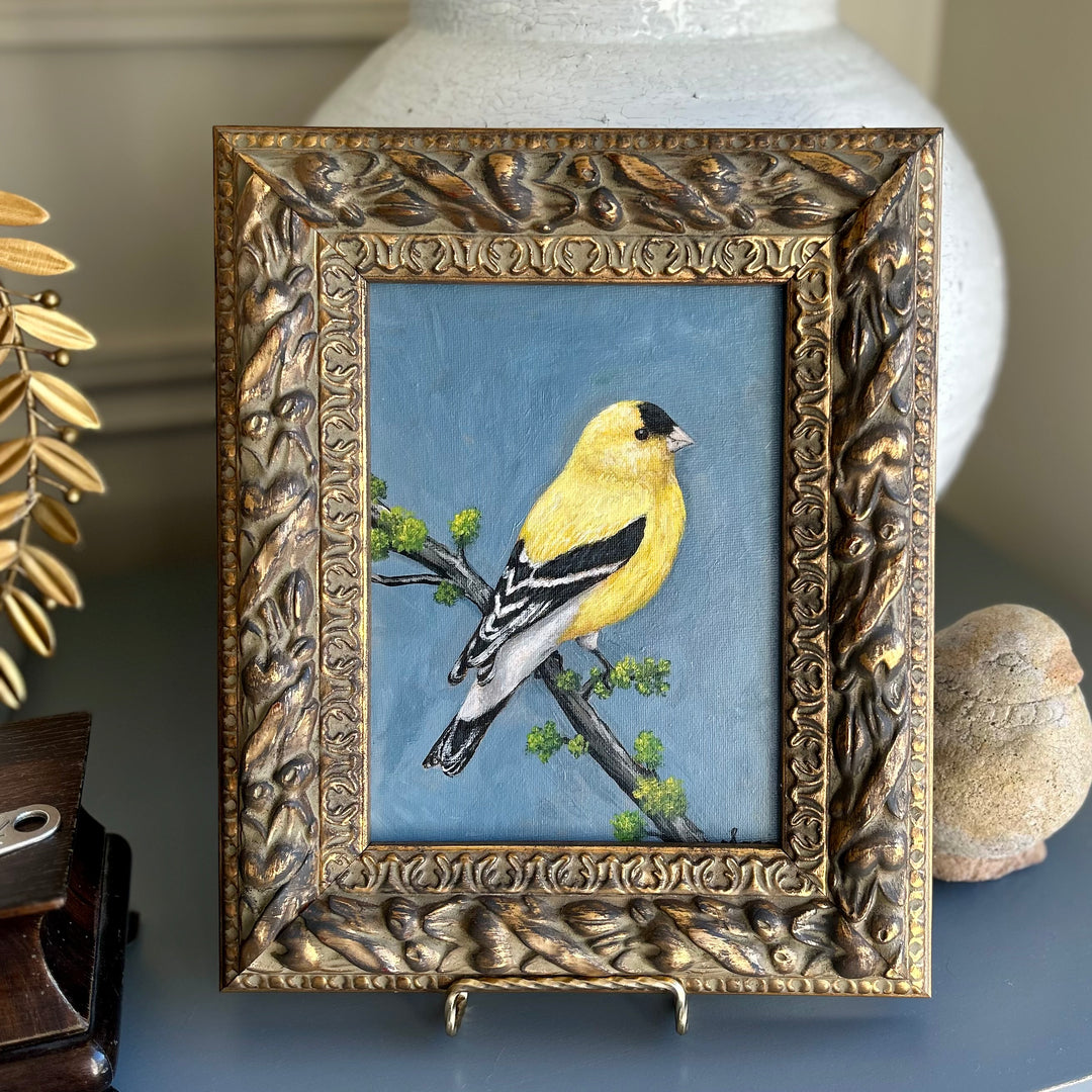 Golden song - framed original 6x8”