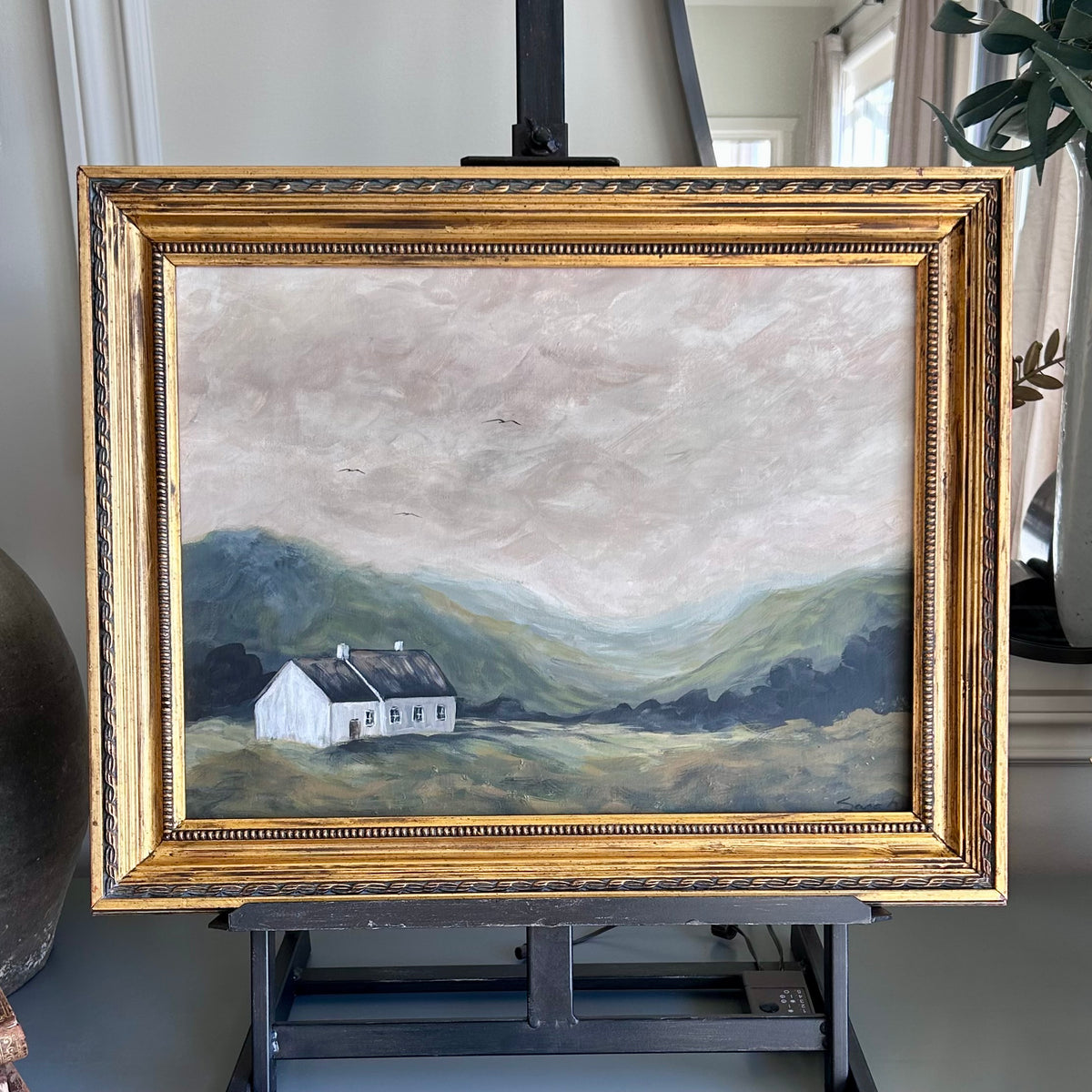 Cottage in the valley - framed landscape 12x16”