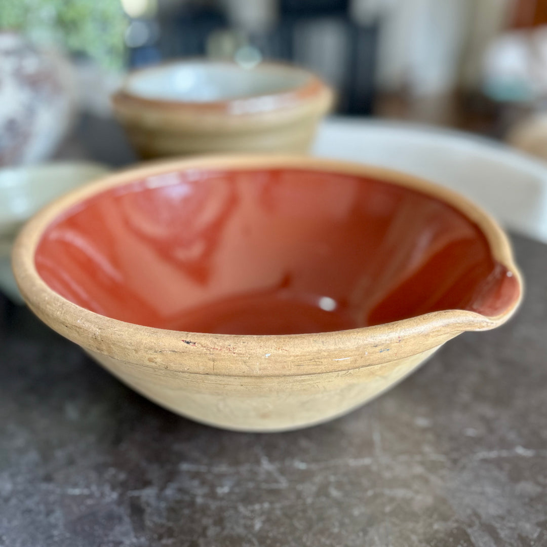 French Terracotta Dairy Bowl with Pouring Spout (5L)
