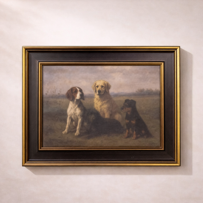 Dog Breeds | Antique Inspired Brass Trim Black Framed Art