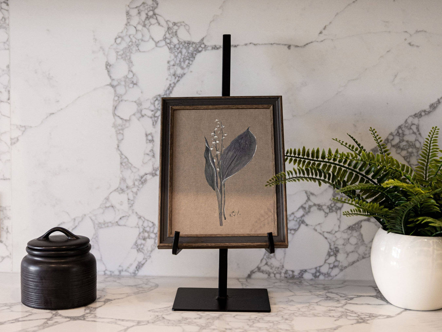 Picture Easel Stand Dual Arm Black Iron