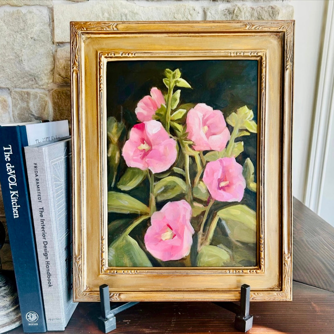 Hollyhocks (framed) original art by Jacob Mark