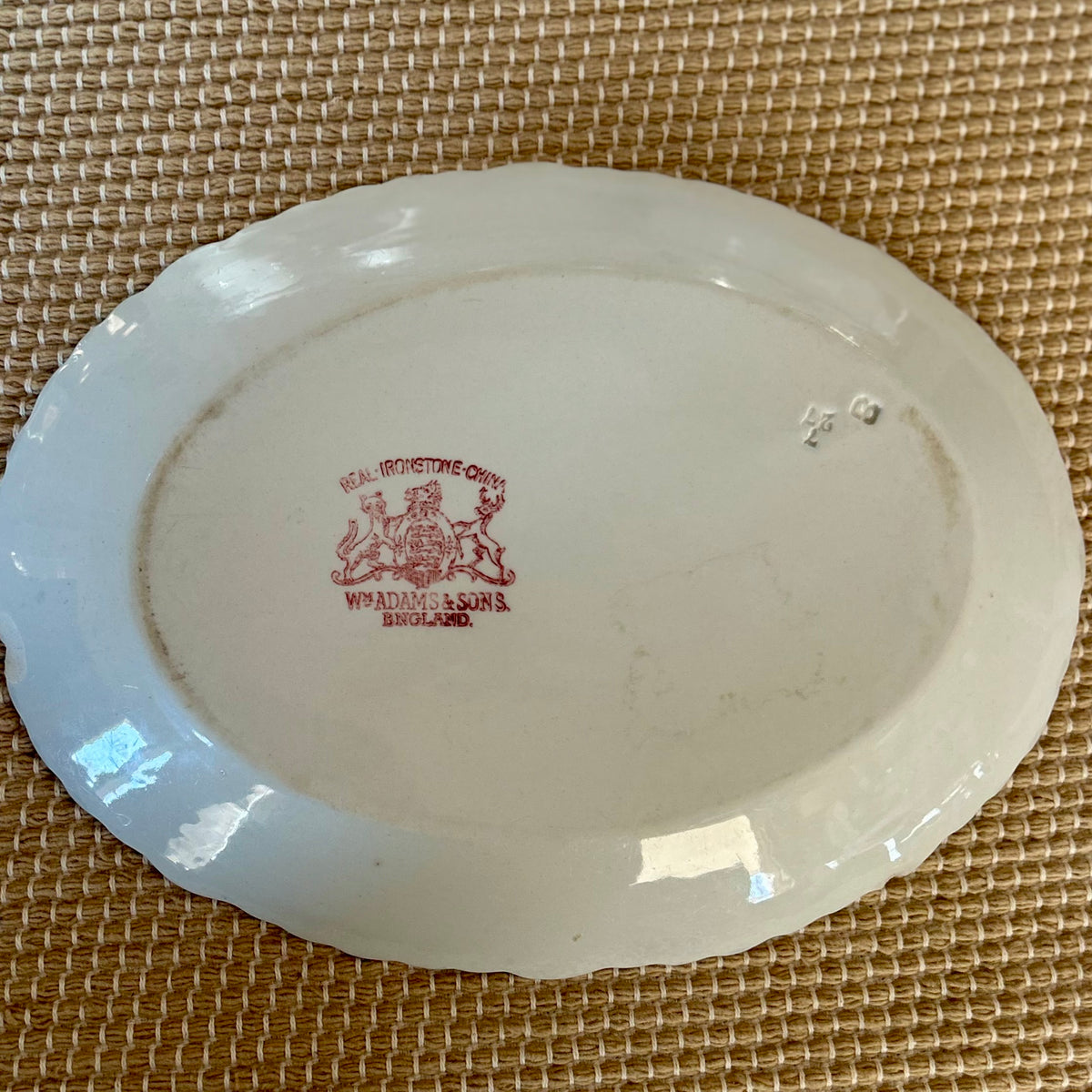 Antique W. Adams & Sons Ironstone Oval Platter                circa 1900-1930