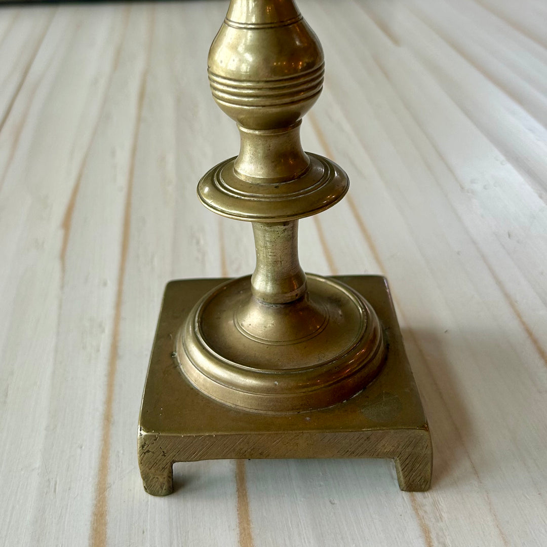 Antique Brass Candlestick | Square Base